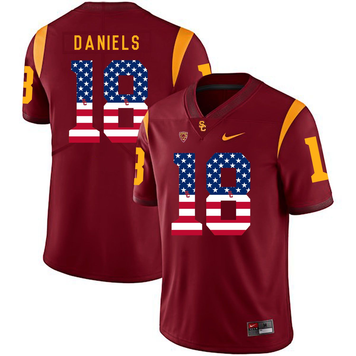 Men USC Trojans #18 Daniels Red Flag Customized NCAA Jerseys->customized ncaa jersey->Custom Jersey